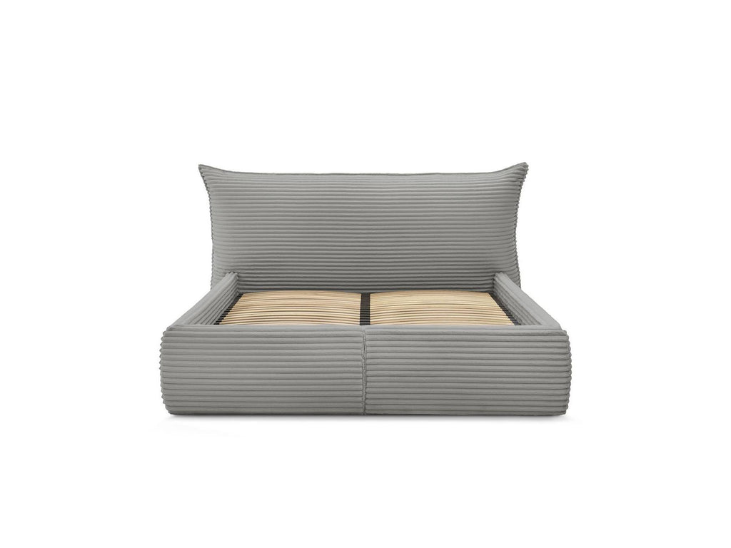 Jade - Cama con arcón con cabecero efecto almohada - Pana gruesa suave