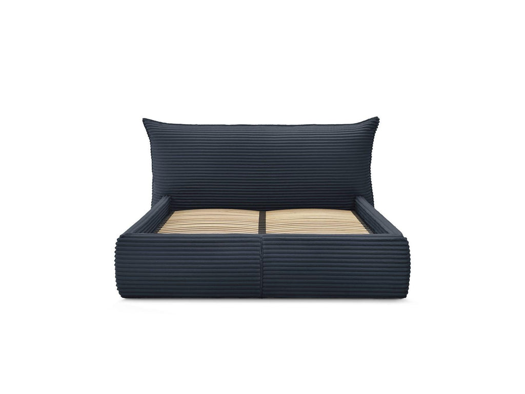 Jade - Cama con arcón con cabecero efecto almohada - Pana gruesa suave