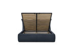 Jade - Cama con arcón con cabecero efecto almohada - Pana gruesa suave