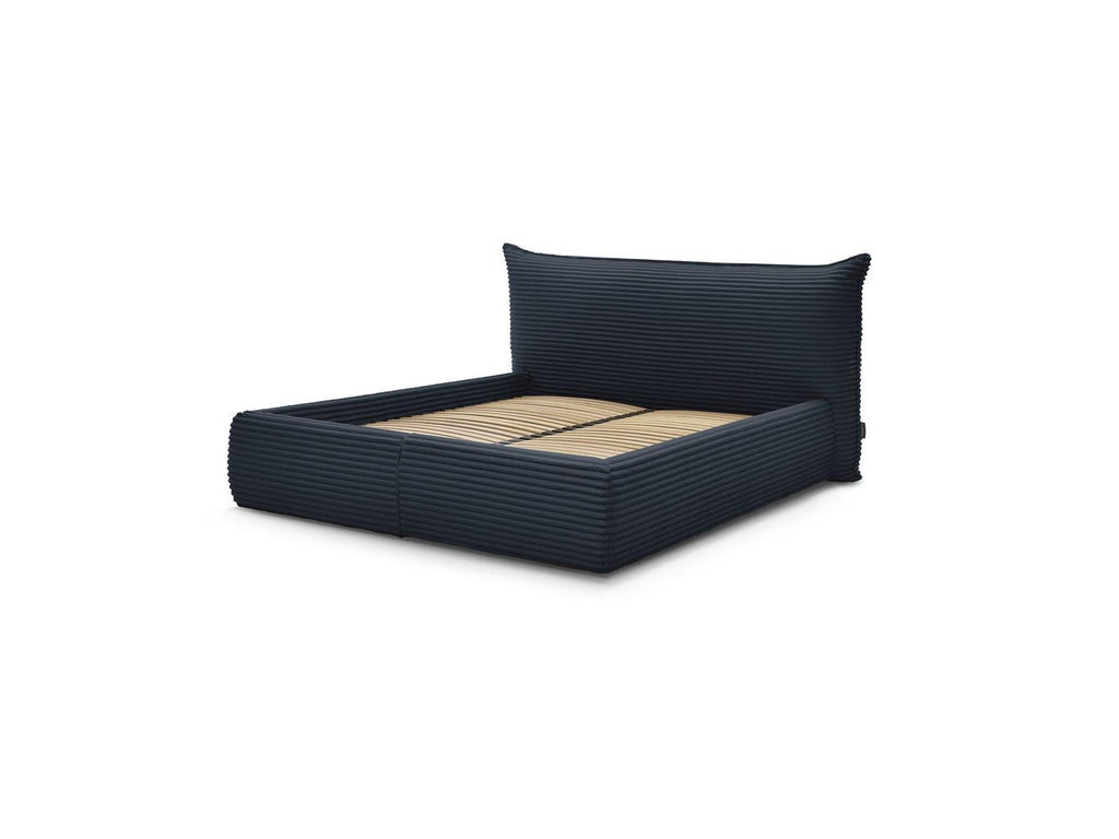 Jade - Cama con arcón con cabecero efecto almohada - Pana gruesa suave