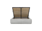 Jade - Cama con arcón con cabecero efecto almohada - Pana gruesa suave