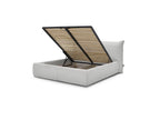 Jade - Cama con arcón con cabecero efecto almohada - Pana gruesa suave