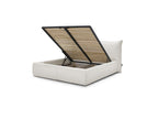 Jade - Cama con arcón con cabecero efecto almohada - Pana gruesa suave