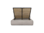 Jade - Cama con arcón con cabecero efecto almohada - Pana gruesa suave