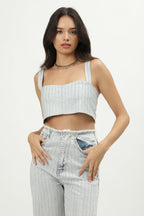 Top Bra - Strass Azul