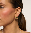 Single Rose Heart Beat Hoop Earring - Gold or Silver