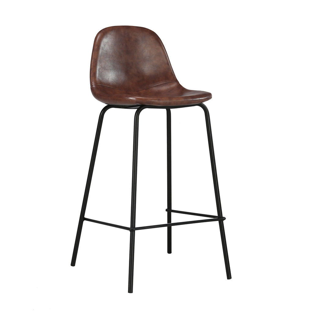 Henrik - Lot De 2 Chaises Pour Îlot Central En Cuir Synthétique Marron
