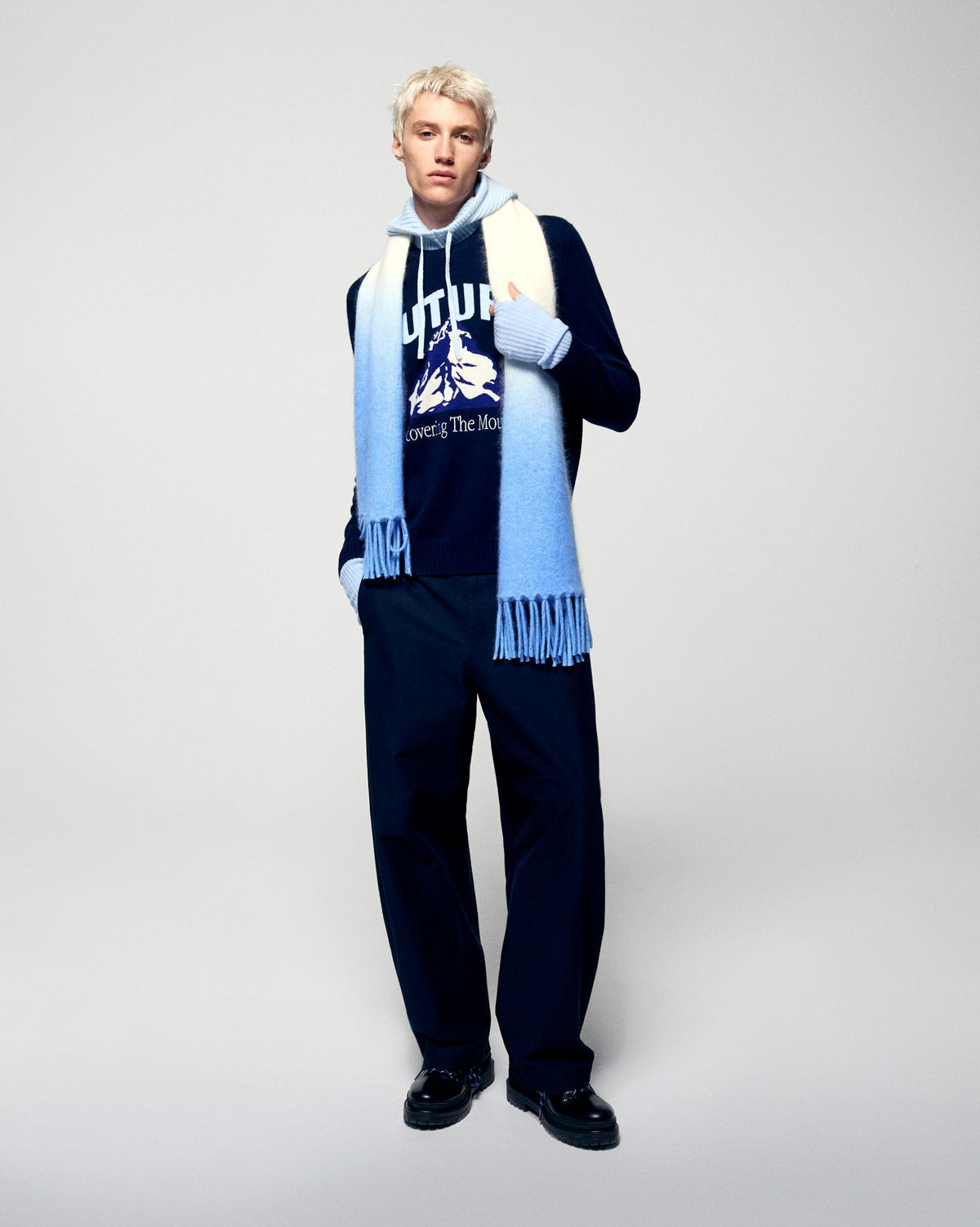 Pull Col Rond Discovering The Mountains - Navy - Homme