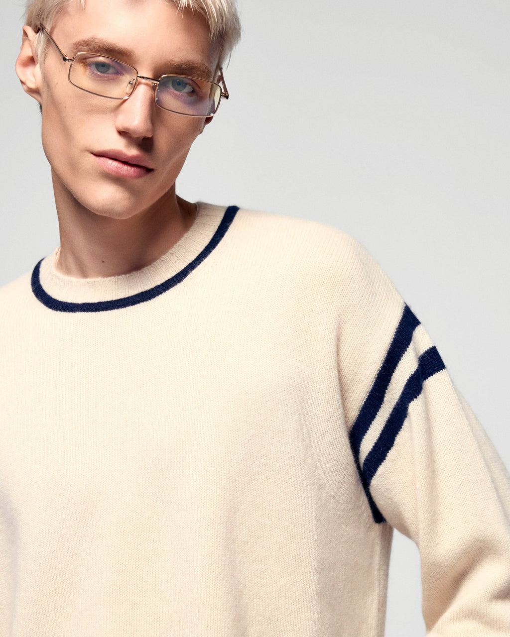 Jersey de Cuello Redondo con Bandas - Arena - Hombre