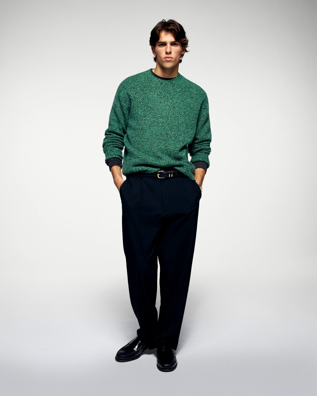 Jersey de cuello redondo - Verde noche - Hombre