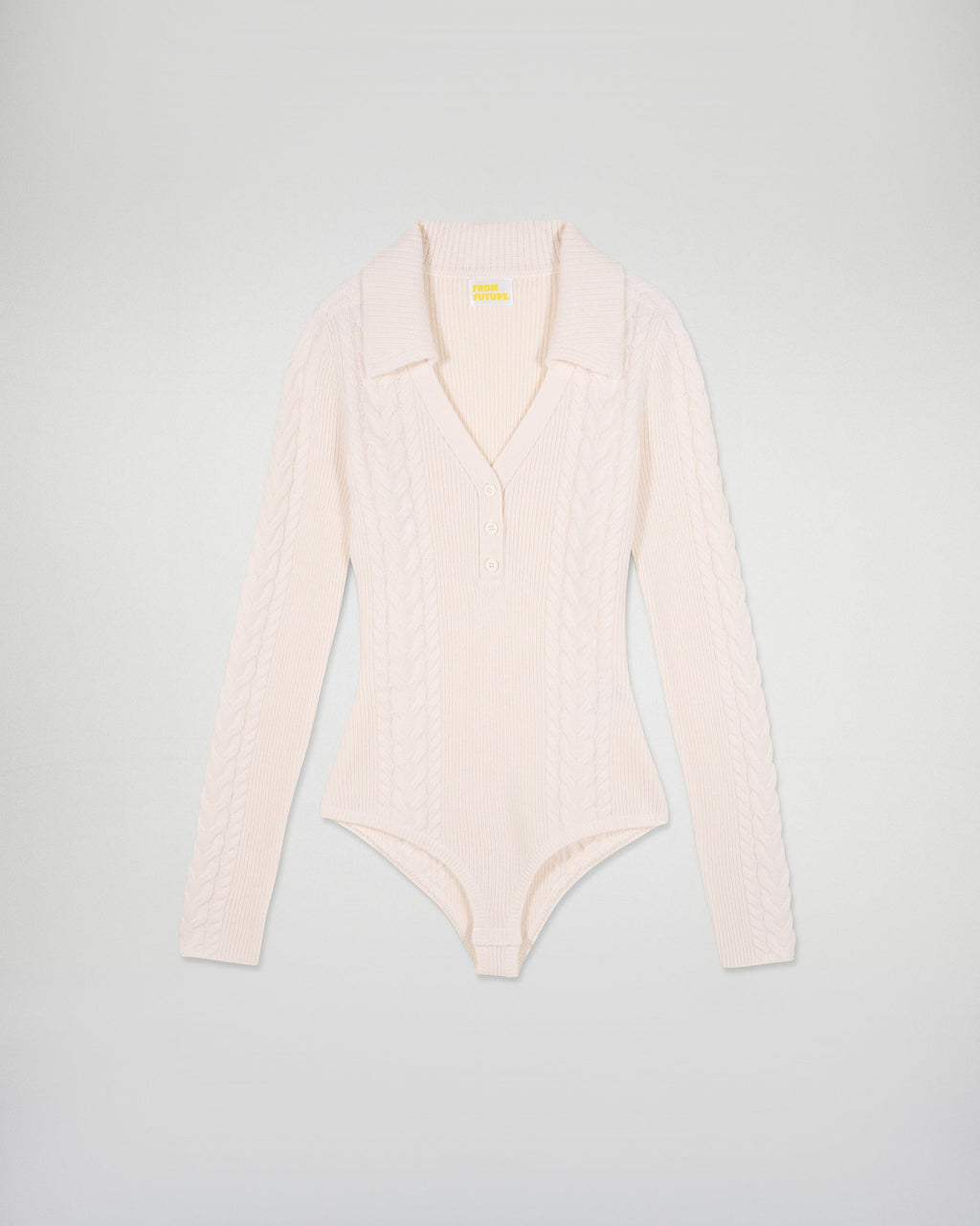 Body Maniche Lunghe a Trecce - Ecru - Donna