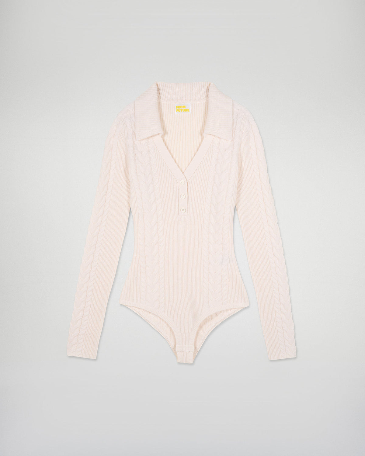 Body Maniche Lunghe a Trecce - Ecru - Donna