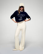 Pantalón de Chándal Recto de Cachemira Cepillada - Crudo - Mujer