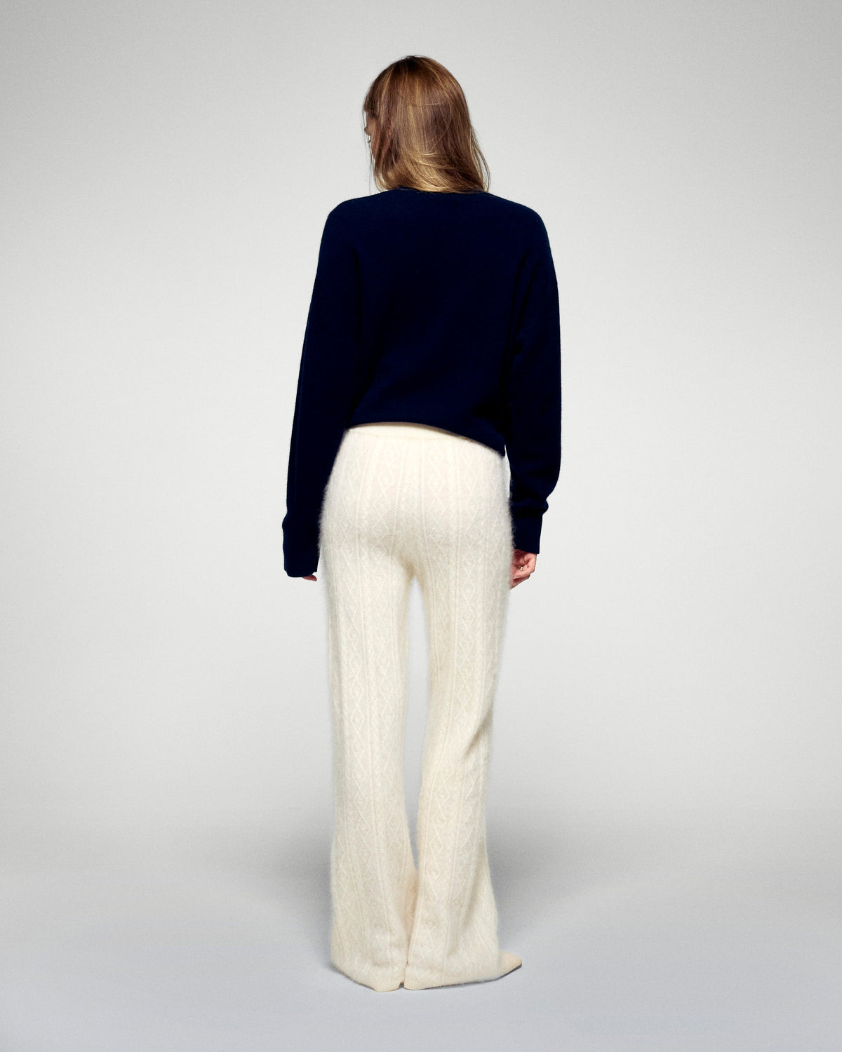 Pantalón de Chándal Recto de Cachemira Cepillada - Crudo - Mujer