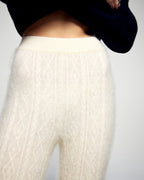 Pantalón de Chándal Recto de Cachemira Cepillada - Crudo - Mujer