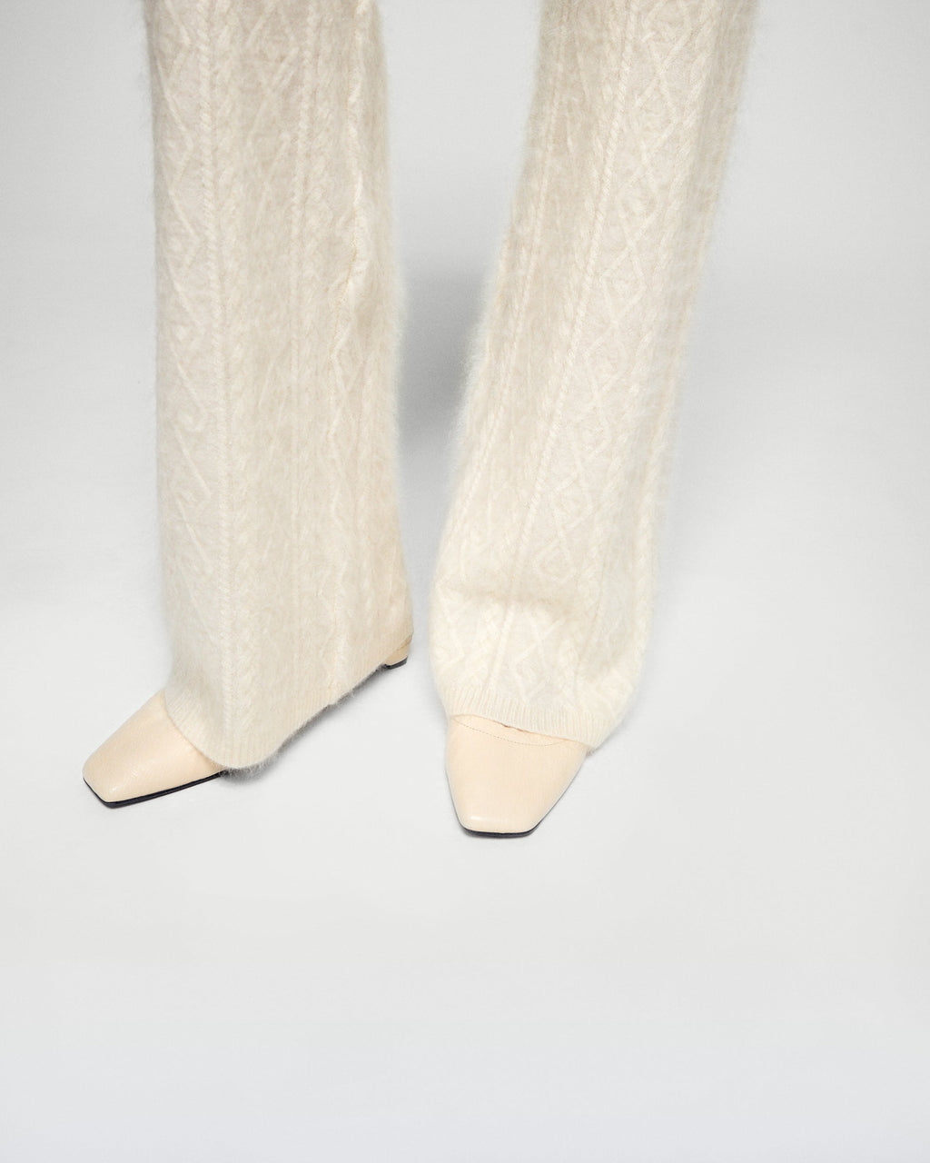 Pantalón de Chándal Recto de Cachemira Cepillada - Crudo - Mujer