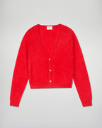 Maglione Cardigan Cashmere Spazzolato - Hot Red - Donna