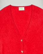 Maglione Cardigan Cashmere Spazzolato - Hot Red - Donna