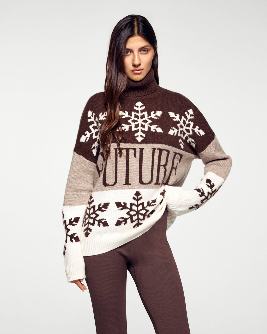 Maglione Collo a Lupetto Future Ski Club - Cioccolato - Donna