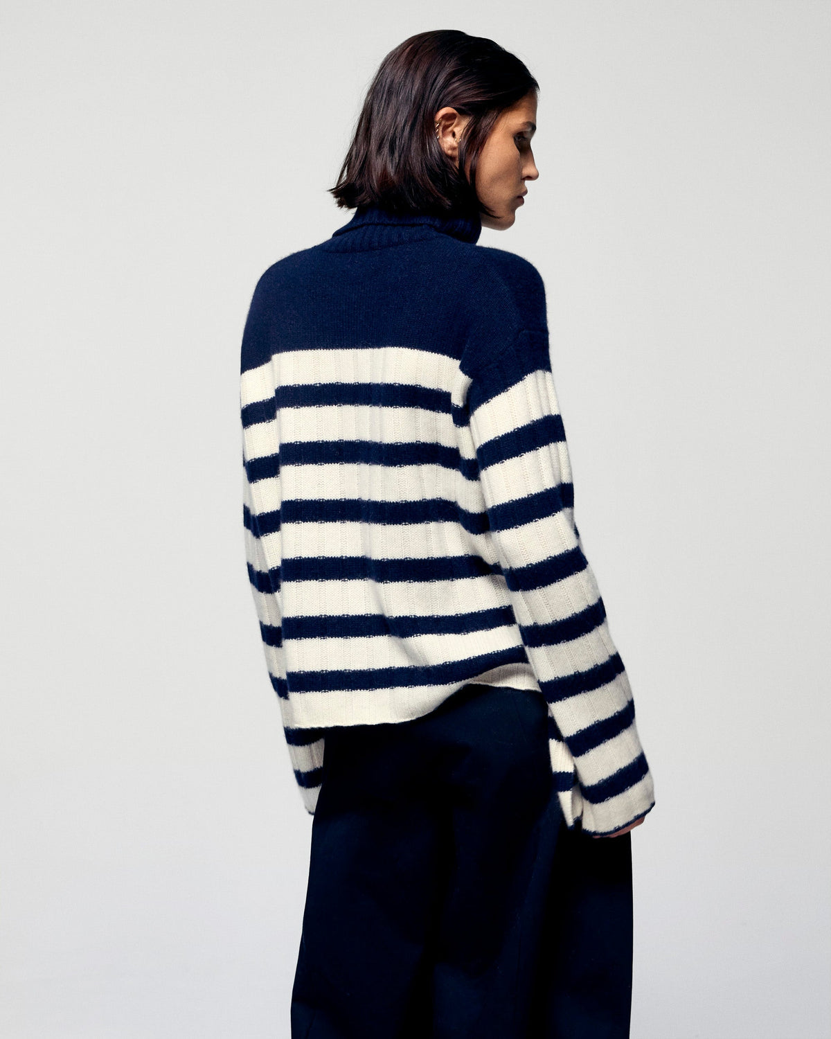 Maglione Dolcevita Marinière - Navy - Donna