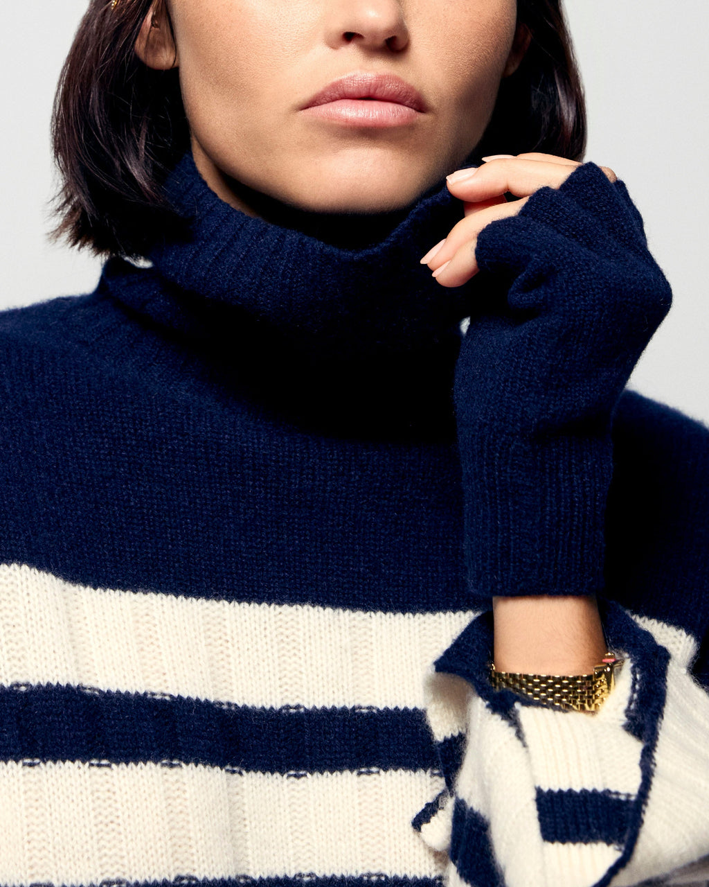 Maglione Dolcevita Marinière - Navy - Donna
