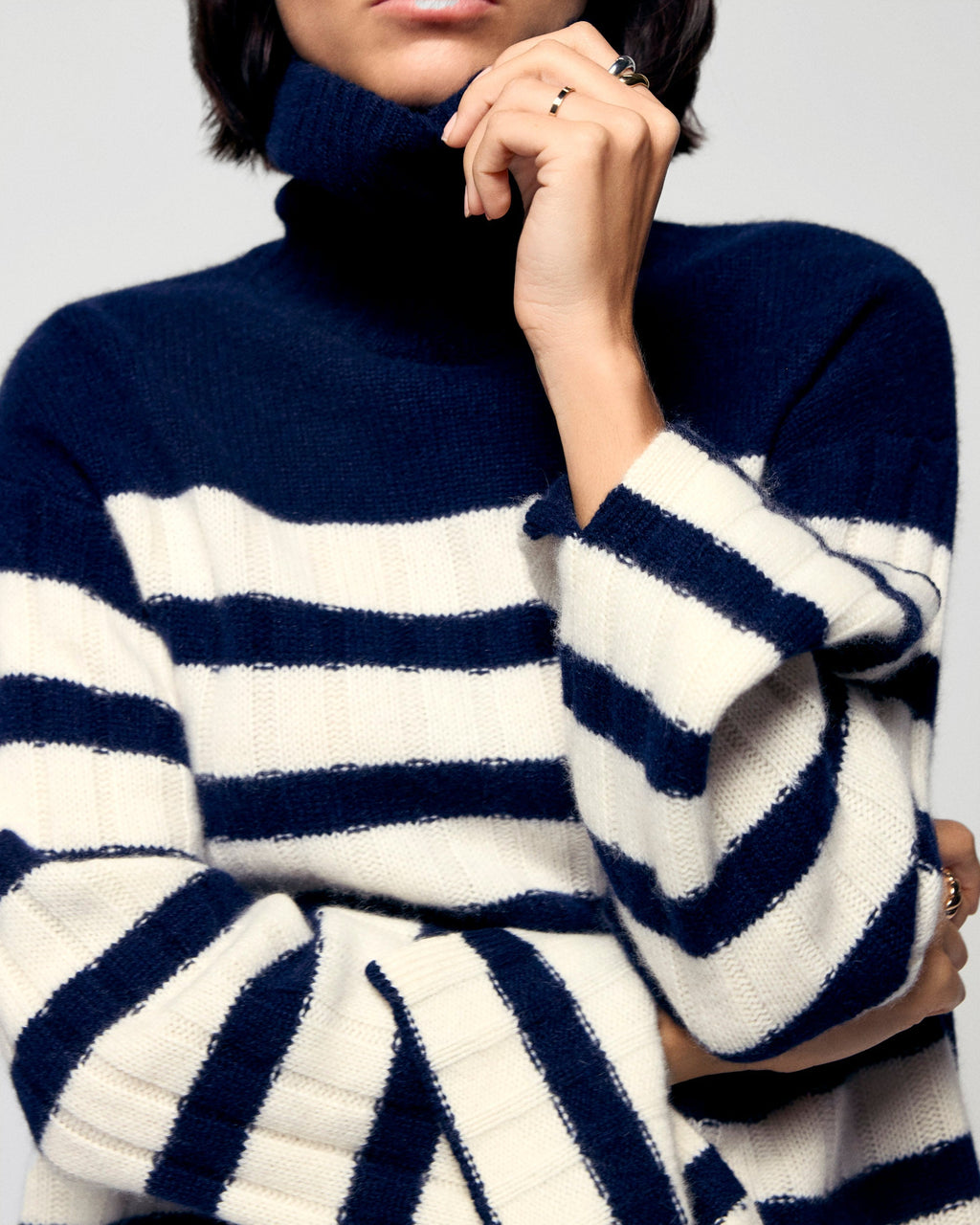 Maglione Dolcevita Marinière - Navy - Donna