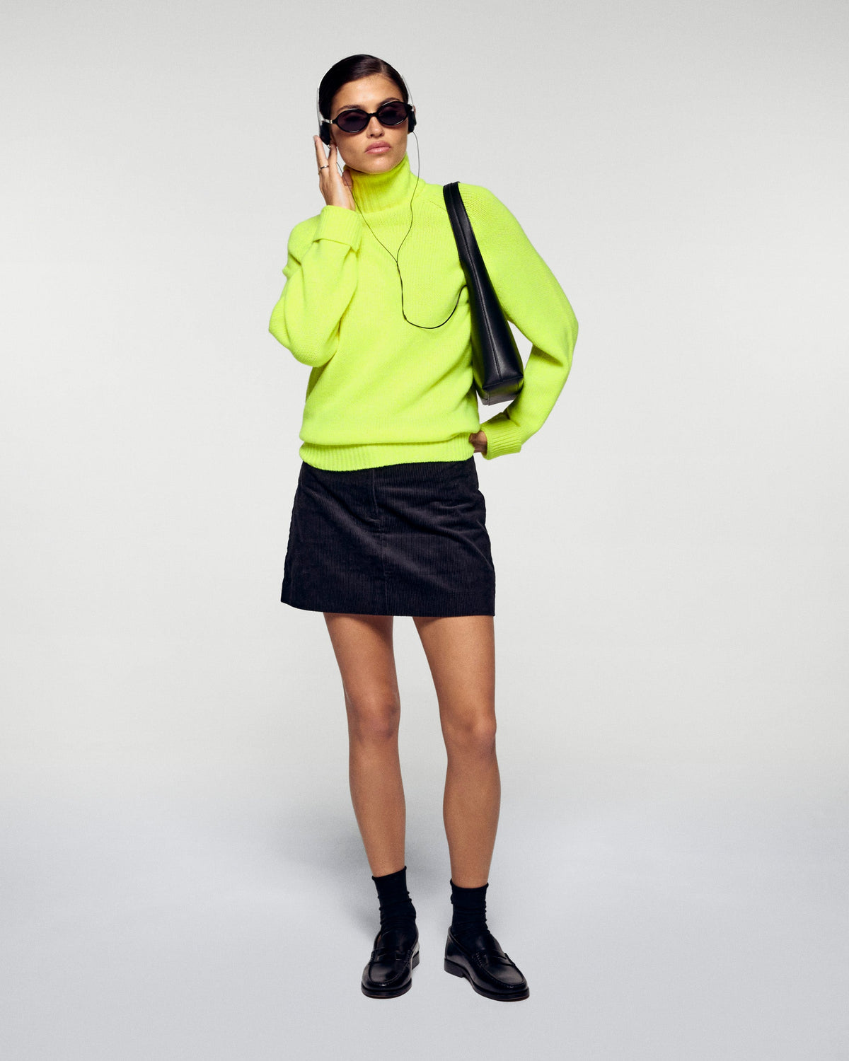 Oversized Roll-Neck Jumper - Yellow Neon - Women