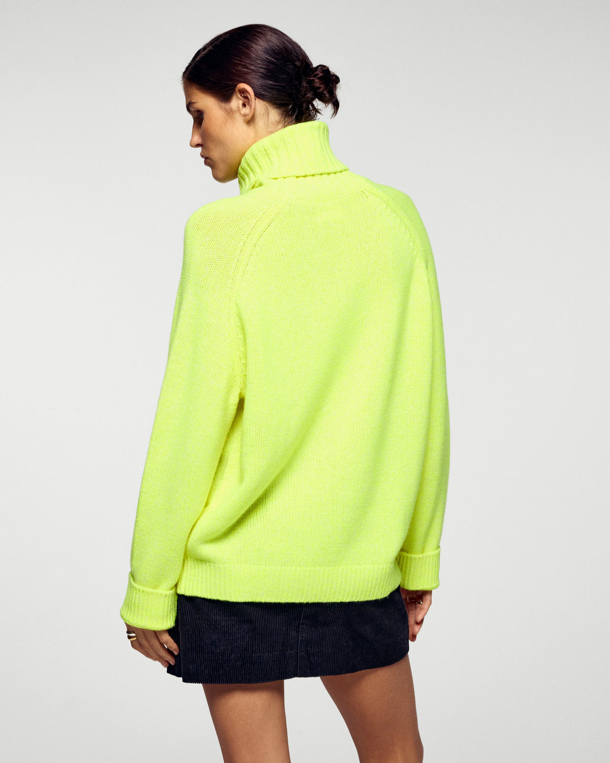 Oversized Roll-Neck Jumper - Yellow Neon - Women