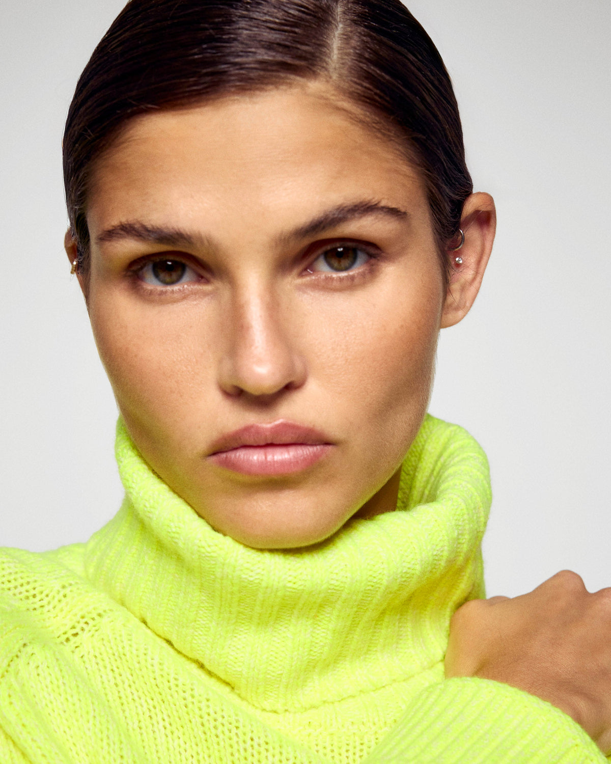 Oversized Roll-Neck Jumper - Yellow Neon - Women