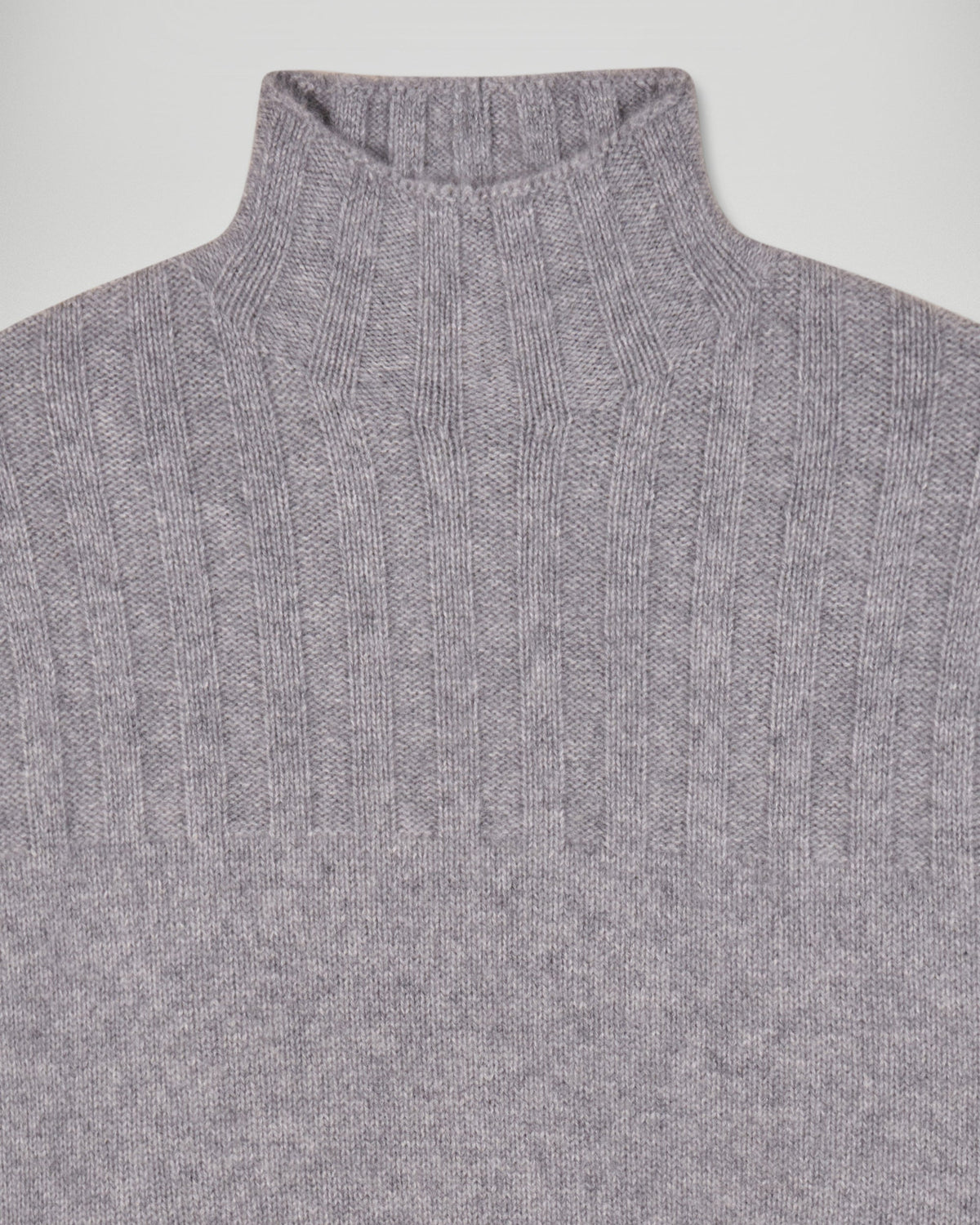 High-Neck Jumper with Contrasting Piping - Dark Mottled Grey - Women