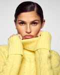 Cable-Knit Roll-Neck Jumper - Creamy Yellow - Women