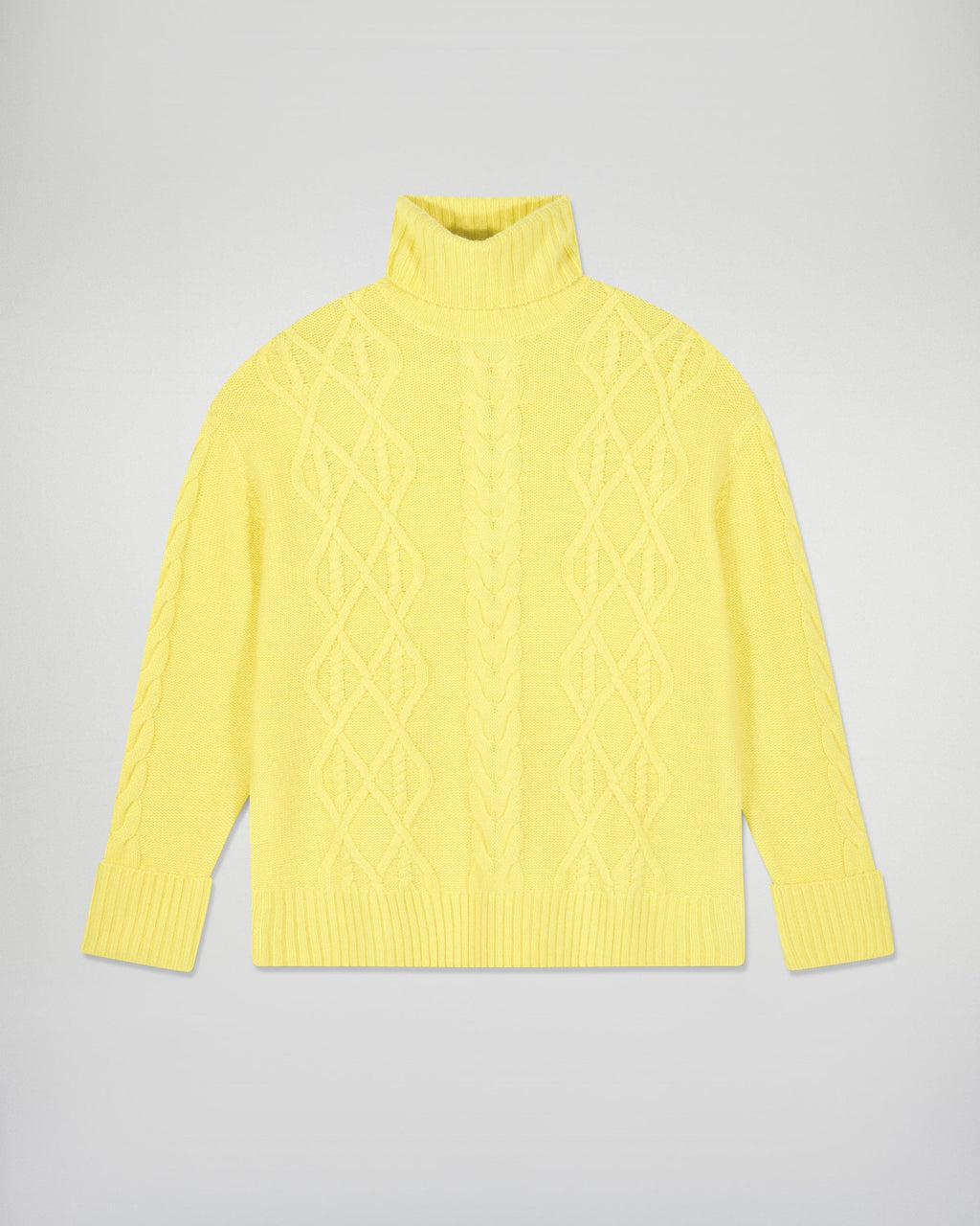 Cable-Knit Roll-Neck Jumper - Creamy Yellow - Women