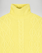 Cable-Knit Roll-Neck Jumper - Creamy Yellow - Women