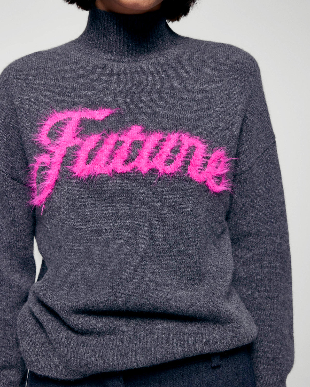 Future Fluffy High-Neck Jumper - Anthracite - Women