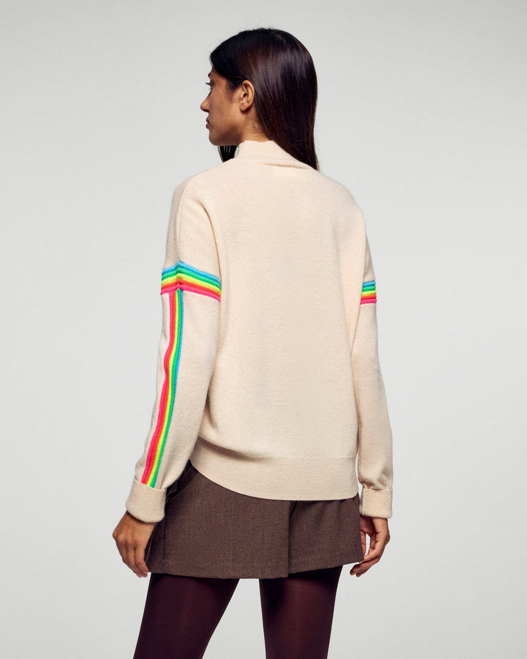 Pull Col Montant À Bandes Ottoman - Sable - Femme