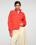 Pull Col Camionneur Liserés Constrastés - Cosmic Orange - Femme