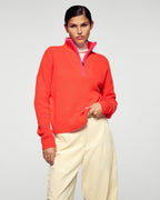 Pull Col Camionneur Liserés Constrastés - Cosmic Orange - Femme