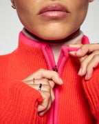 Pull Col Camionneur Liserés Constrastés - Cosmic Orange - Femme