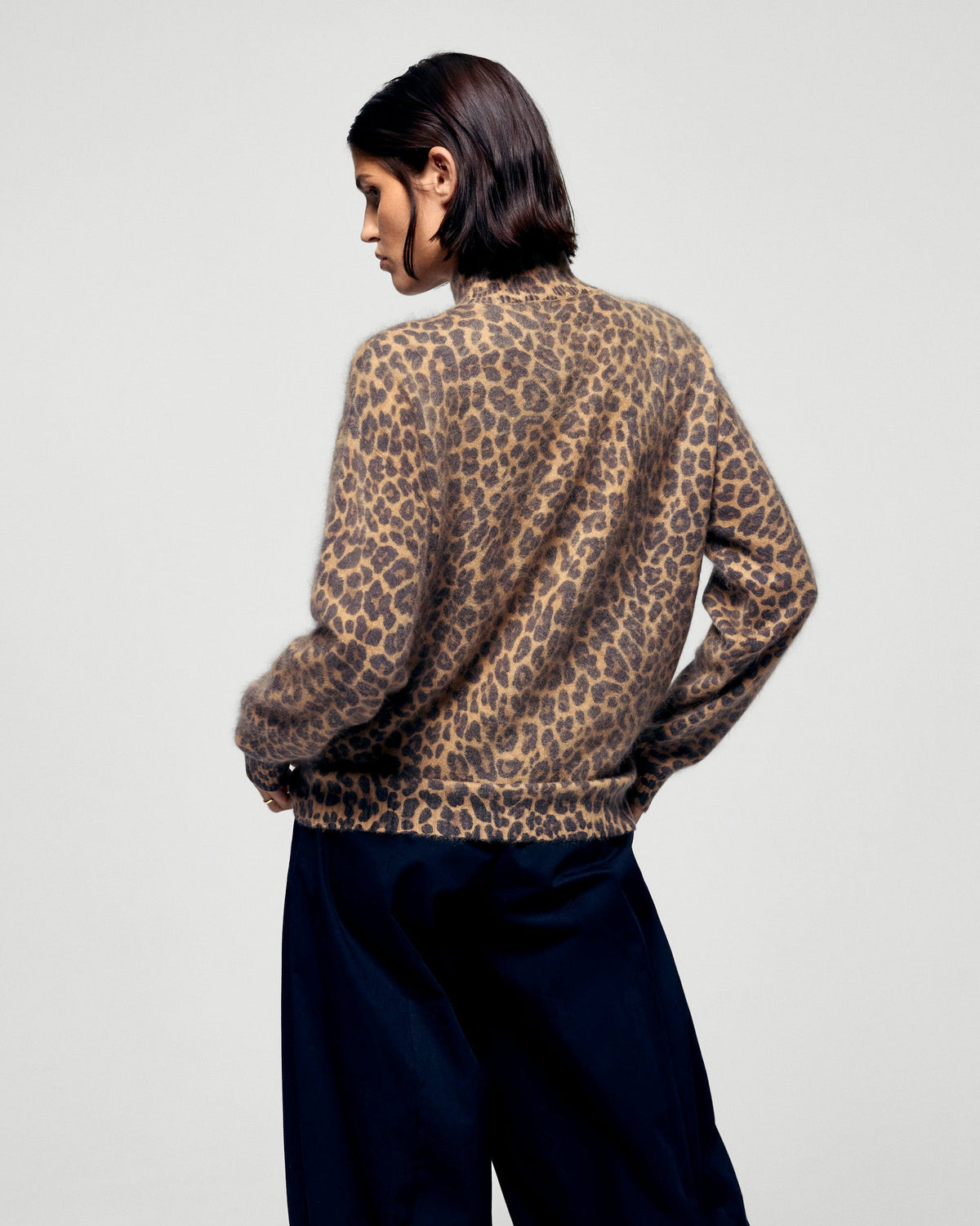 Maglione Collo Lupetto Cashmere Spazzolato Leopardo - Leopard - Donna