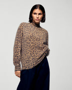 Maglione Collo Lupetto Cashmere Spazzolato Leopardo - Leopard - Donna