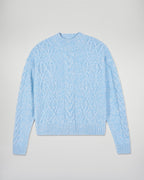 Cable-Knit High-Neck Jumper - Fairytale Blue - Women