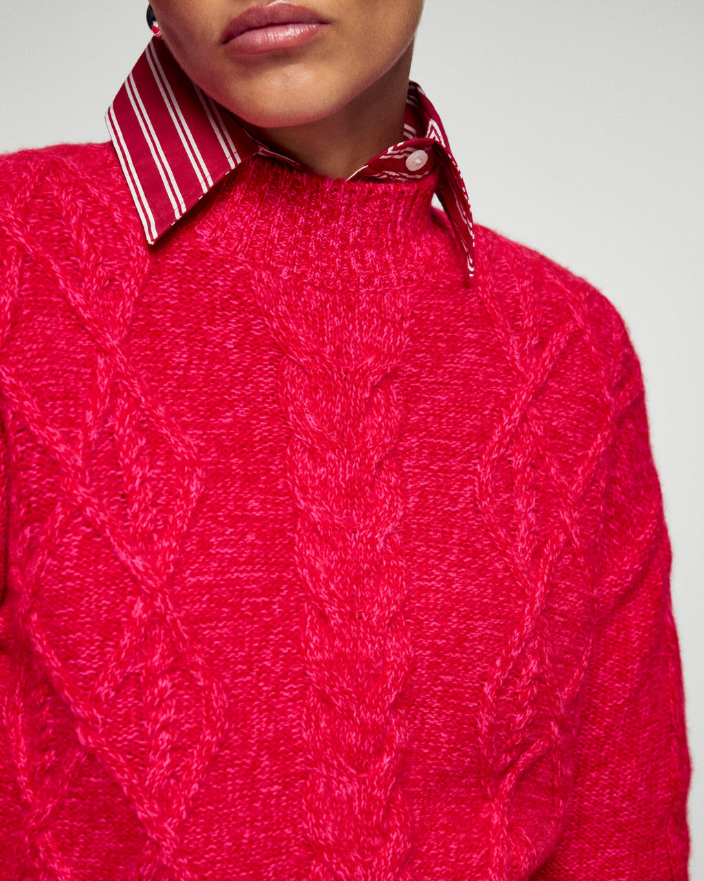 Pull Col Montant Torsades - Scarlett Passion Mouliné - Femme