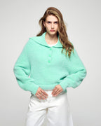 Pull Col Polo - Snowy Green - Femme