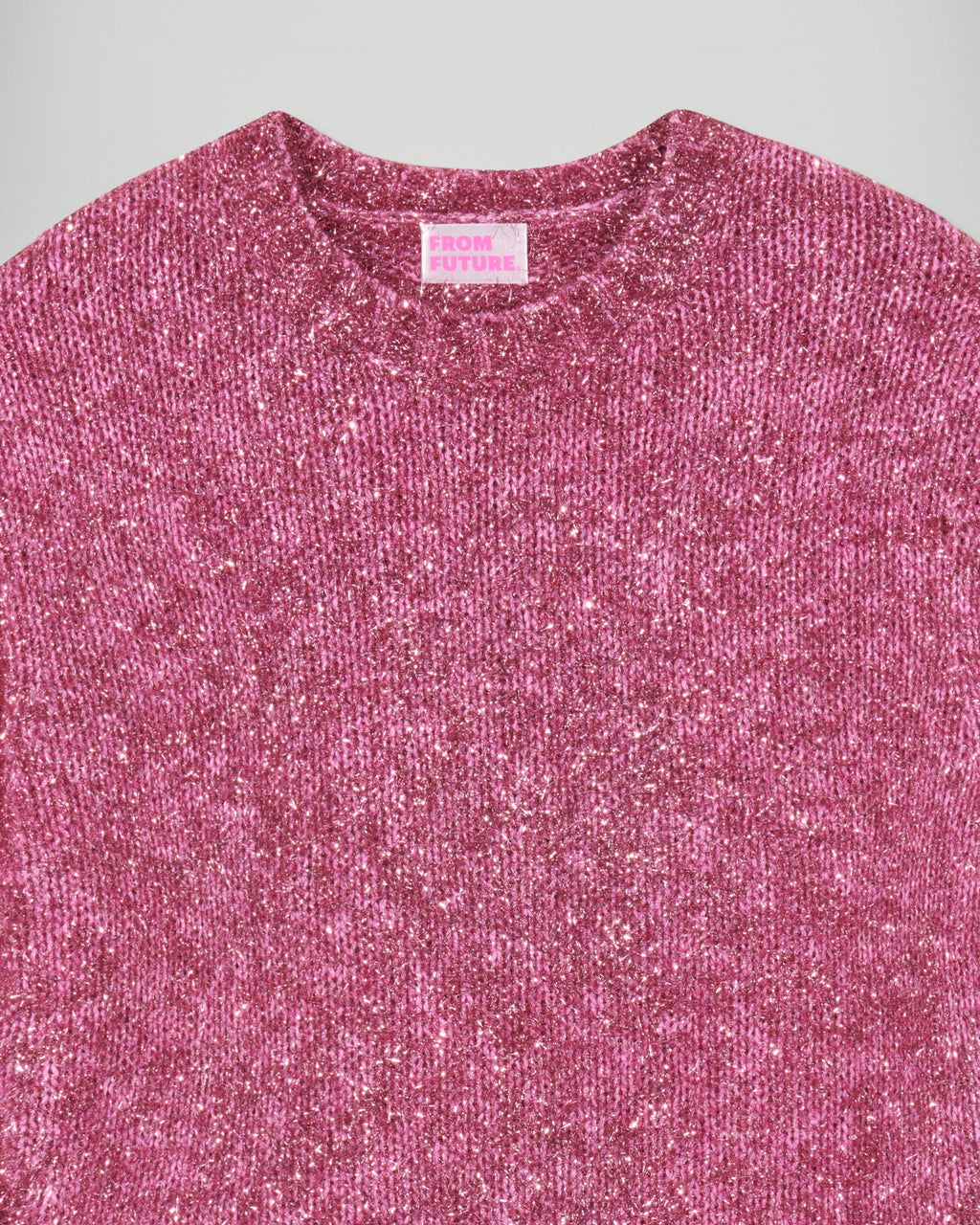 Jersey Shiny con cuello redondo - Metallic Pink - Mujer
