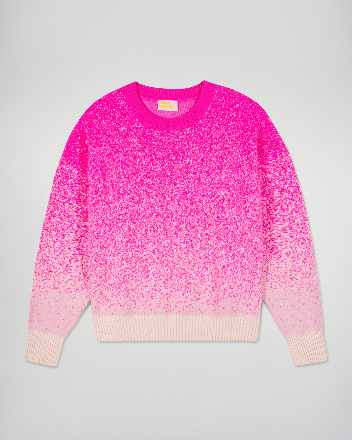 Pull Col Rond À Strass - Cosmic Pink - Femme