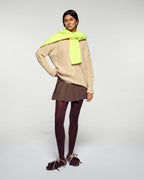 Maglione Girocollo A Trecce Bicolori - Beige Chiné - Donna
