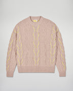 Maglione Girocollo A Trecce Bicolori - Beige Chiné - Donna