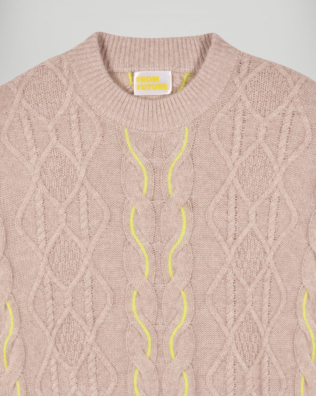 Maglione Girocollo A Trecce Bicolori - Beige Chiné - Donna
