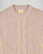Maglione Girocollo A Trecce Bicolori - Beige Chiné - Donna