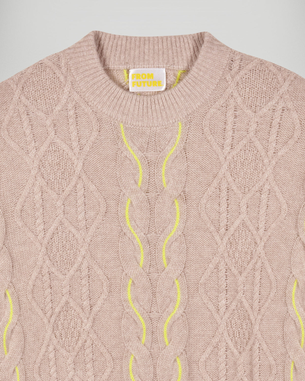 Maglione Girocollo A Trecce Bicolori - Beige Chiné - Donna